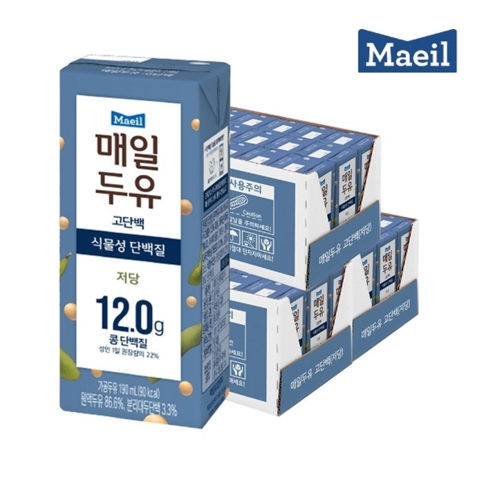 기타 [매일] 매일두유 고단백 190ml 72팩, 상세 설명 참조 대표 이미지 - 저당 두유 추천