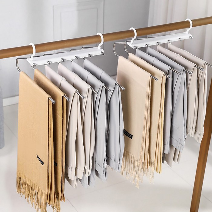 홈바내쓰 접이식 바지걸이 바지정리 접는 논슬립 행거 수납 치마걸이 6단 1+1, 2개입 대표 이미지 - 바지걸이 추천