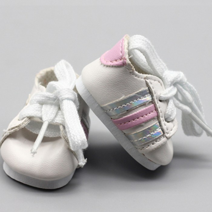 핑꾸 제작소 20CM 인형 신발 아이돌인형 줄무늬 운동화 악세사리, B타입-실버+핑크