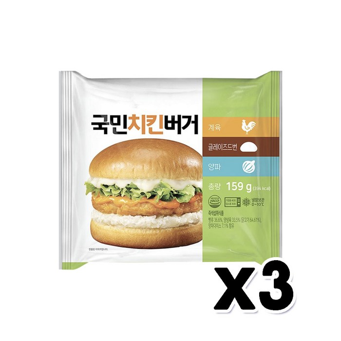 국민치킨버거 베이커리빵 159g x 3개 대표 이미지 - 치킨버거 추천