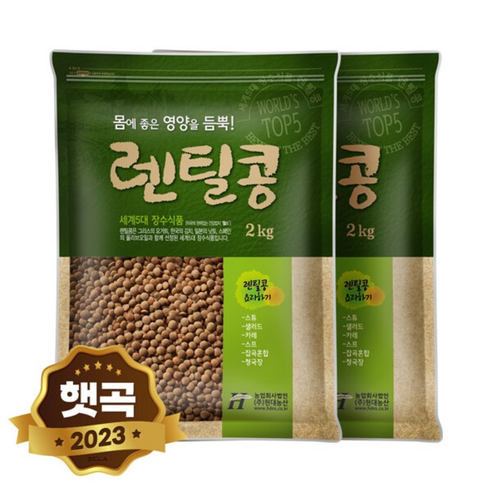 2023년 햇곡 갈색 렌틸콩 4kg (2kgx2봉) 렌즈콩 대표 이미지 - 렌틸콩 추천
