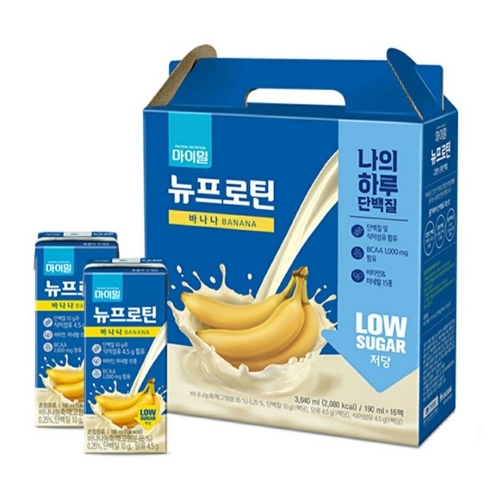 마이밀 마시는 뉴프로틴 로우슈거 바나나맛, 190ml, 32개 대표 이미지 - 바나나맛 프로틴 추천