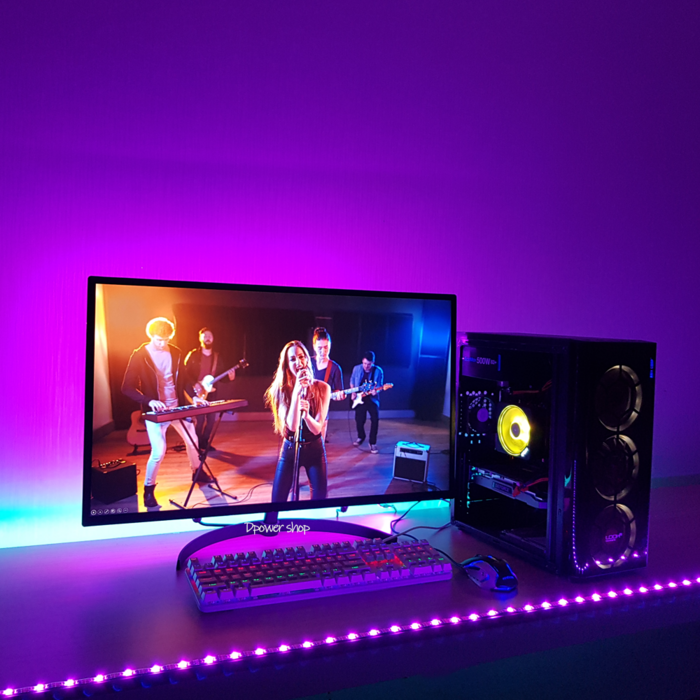 디파워샵 오드 LED 스트립 15색 인테리어 무드등 붙이는 간접 조명 RGB LED바 (사이즈 0.5m 1.5m 2.0m) 컴퓨터 PC방 백 라이트 리모컨 줄조명 틱톡 유튜브, LED 1.5m 대표 이미지 - RGB 줄조명 추천