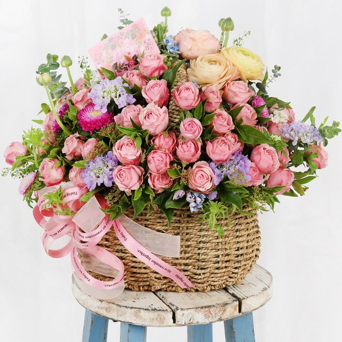 99플라워 (당일수령) 핑크빛 사랑 [ST-A1853] - 전국꽃배달서비스 장미 로즈데이 생일 생화 꽃선물 케익 당일배송 꽃바구니