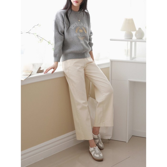 오가닉 면 와이드 팬츠