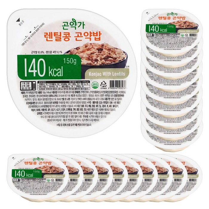 [곤약가] 140kcal 렌틸콩 곤약 즉석밥 150g, 20개 대표 이미지 - 쌀밥 추천