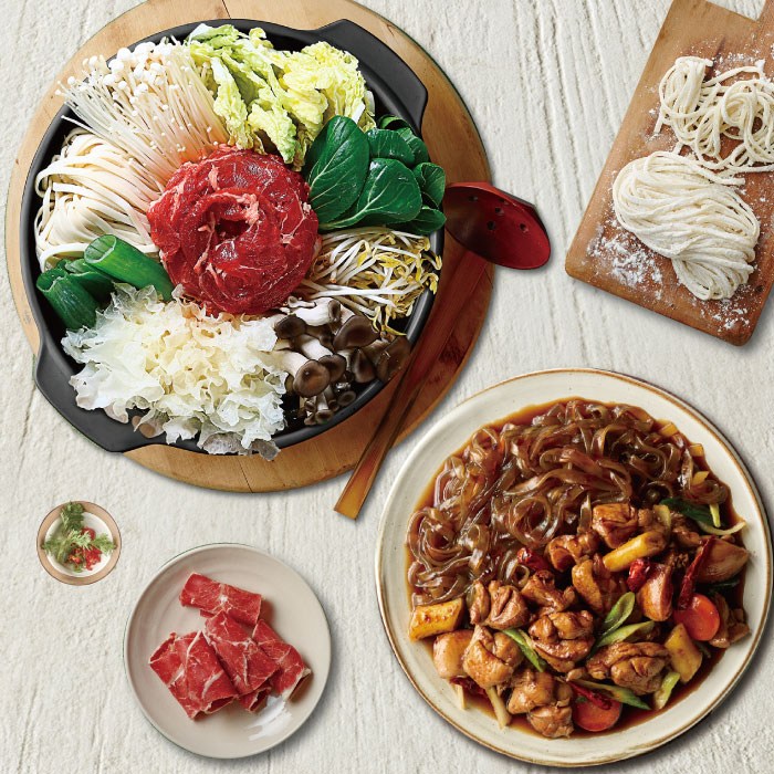 애슐리 당면 듬뿍 안동 찜닭+소고기 모둠버섯 샤브샤브 (총 4인분) 대표 이미지 - 밀푀유나베 밀키트 추천