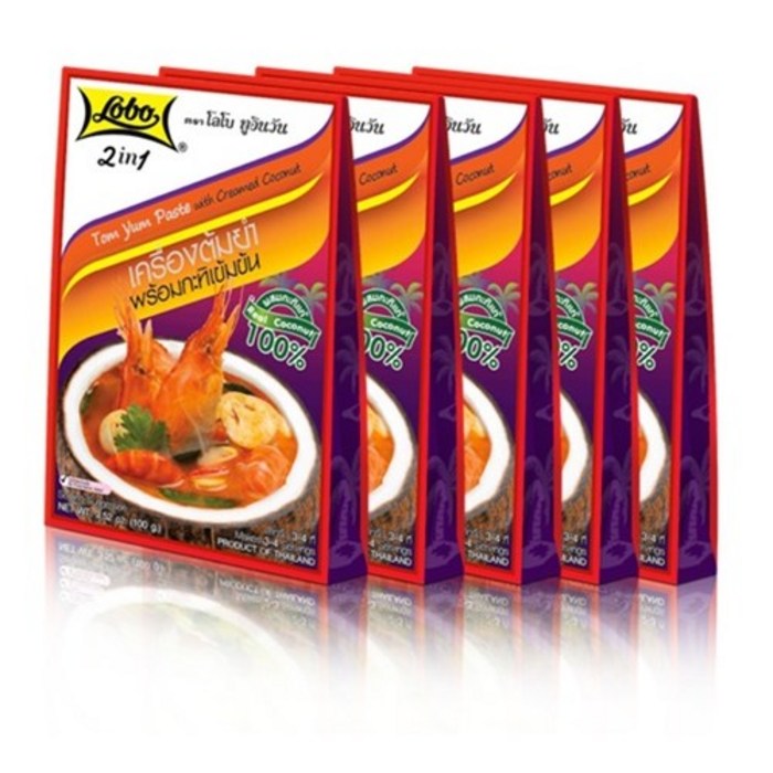 태국 로보 똠양꿍소스 똠양꿍 코코넛밀크 포함 낱개당 100g 2~3인분, 1개 대표 이미지 - 똠얌꿍 추천