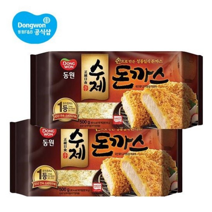 동원 수제 돈까스 (냉동), 500g, 2개 대표 이미지 - 한입 돈까스 추천