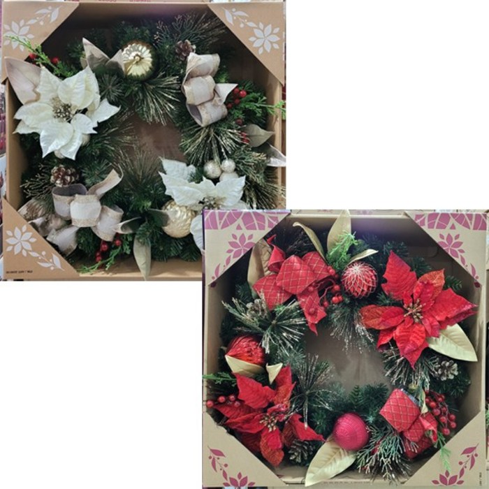 Christmas Wreath 크리스마스 리스 (장식용 원형화환) 지름 61cm / 크리스마스장식 - 2종택1 / 코스트코, 1.레드
