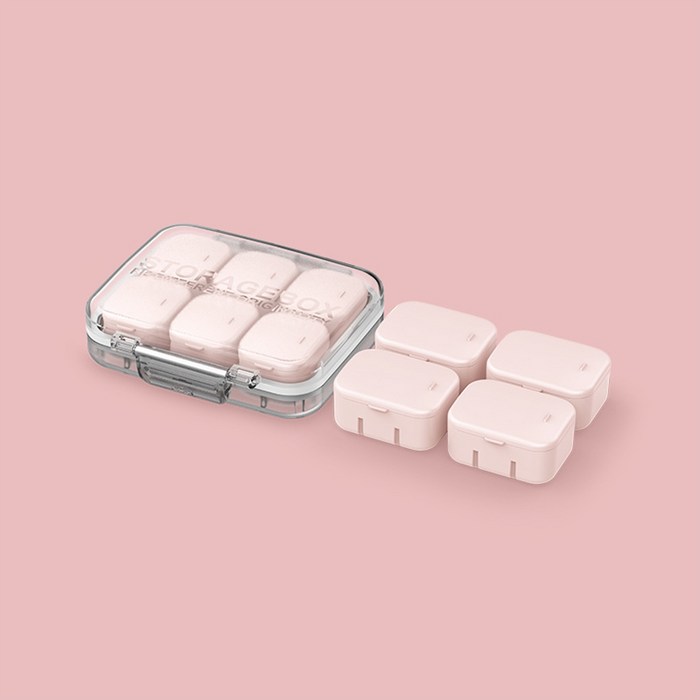 아워리빙 큐브 모듈형 휴대용약통, 핑크 대표 이미지 - 약통 추천