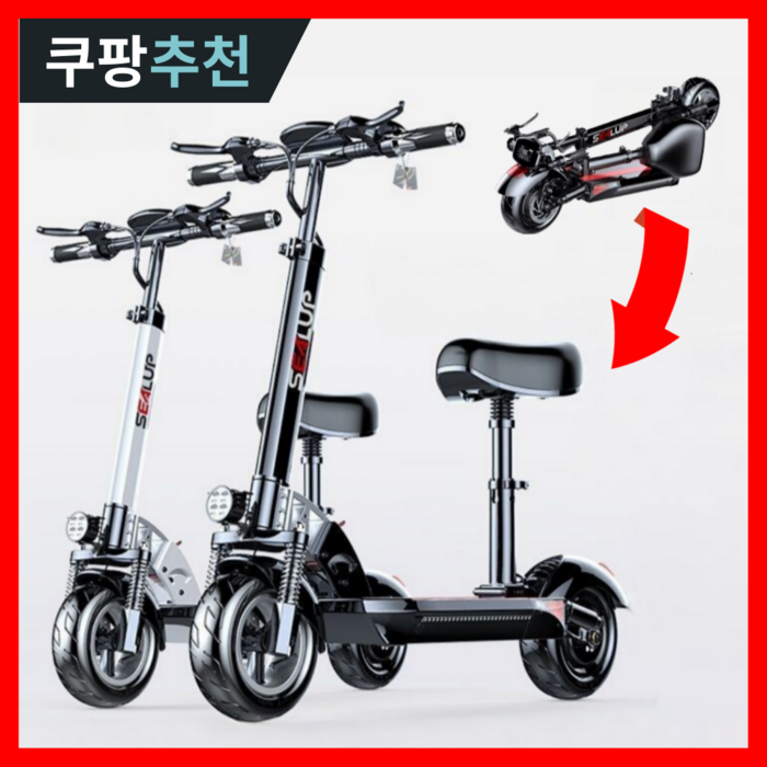 바이키 고출력 전동킥보드 접이식 좌식 두발 앉아서타는 퀵보드 전기 성인 대리기사 출퇴근용, 화이트