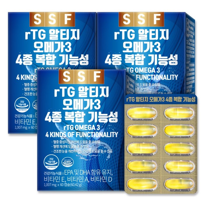 순수식품 rTG 오메가3 비타민D 1000mg, 60캡슐, 3box 대표 이미지 - rTG 오메가3 추천