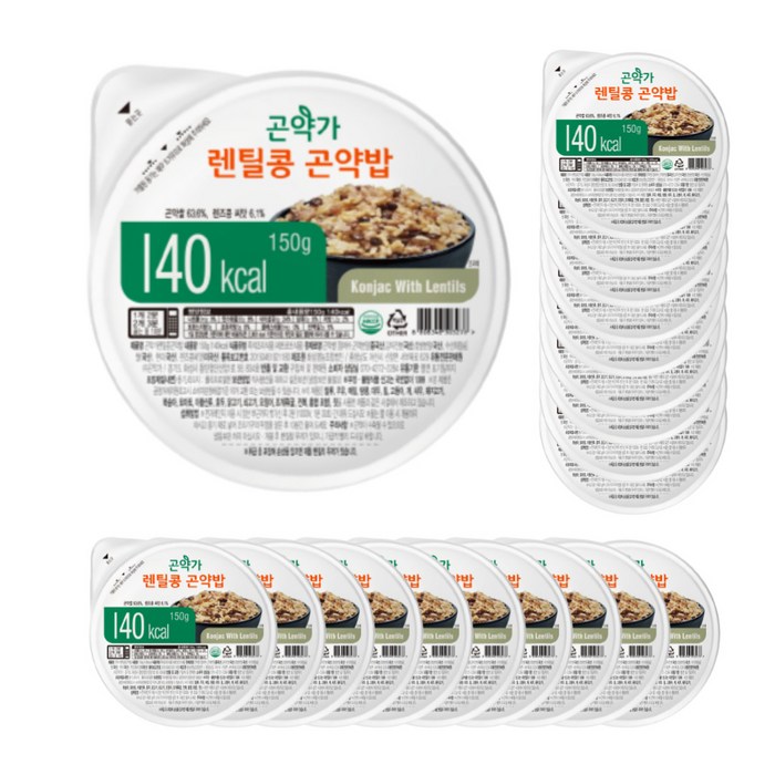 [곤약가] 140kcal 렌틸콩 곤약 즉석밥 150g, 20개 대표 이미지 - 렌틸콩밥 추천