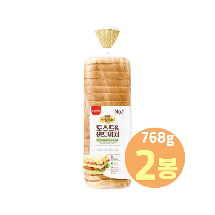 삼립 토스트앤 샌드위치, 768g, 2봉 대표 이미지 - 식빵 추천