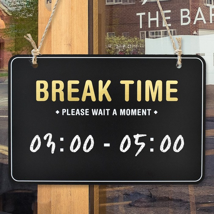 루리앤메리 블랙보드 칠판 07 골드 BREAK TIME 걸이용 오픈클로즈 안내판, A7 블랙보드 대표 이미지 - 안내 표지판 추천