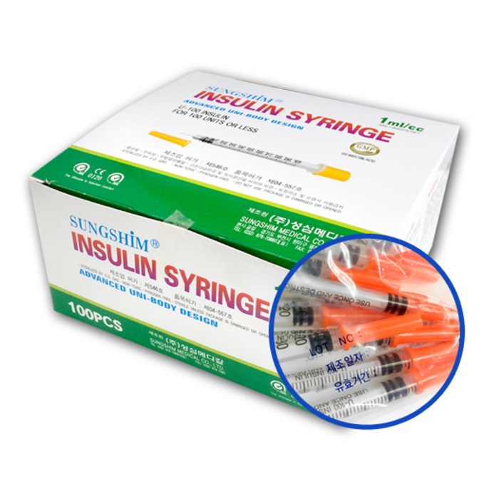 성심메디칼 성심 인슐린 주사기 1cc 30G 8mm 100개입, 1개 대표 이미지 - 일회용 주사기 추천