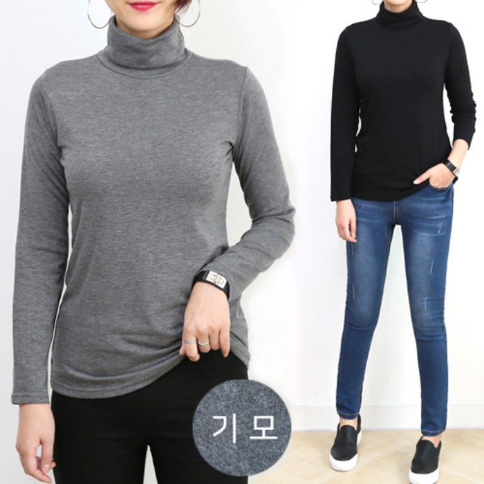킴미스타일 여성 기모목폴라 티셔츠 대표 이미지 - 여자 반목 니트 추천