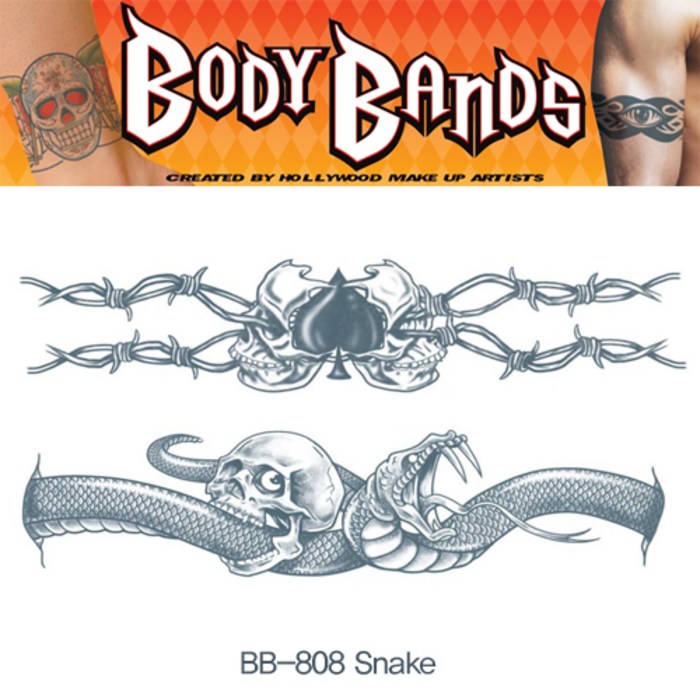 틴슬리 트랜스퍼 타투스티커, 99_BodyBands-Snake, 1개 대표 이미지 - 가슴 타투 추천