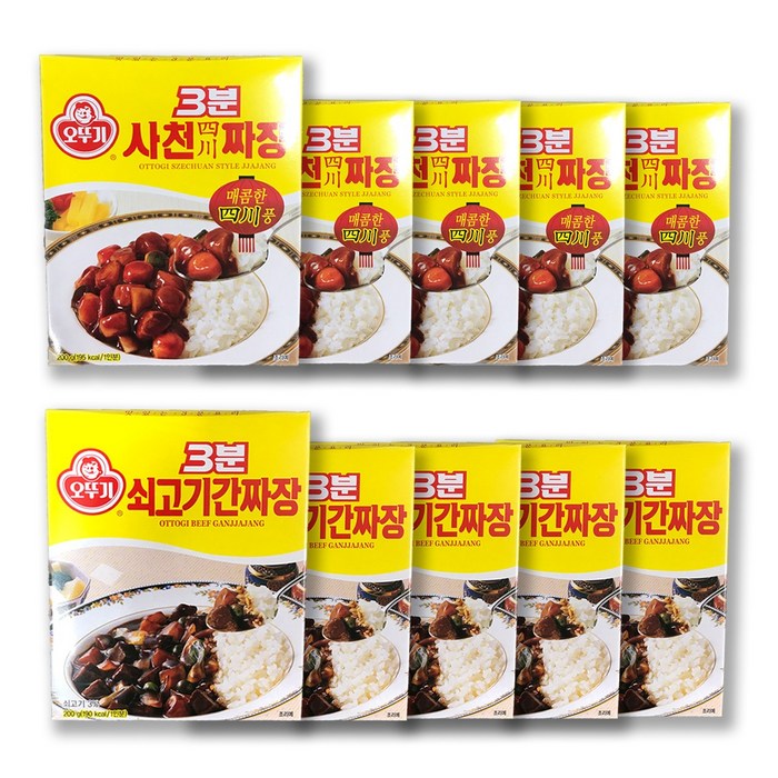 예이니식품 오뚜기 3분 사천짜장+쇠고기간짜장 각5개씩 세트(200gx10개)프리미엄, 200g, 10개 대표 이미지 - 간짜장 추천