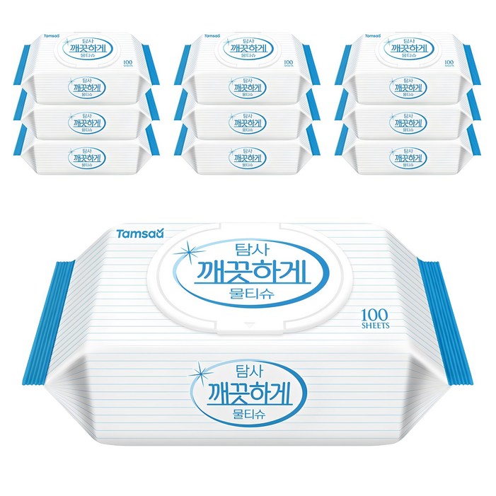 탐사 깨끗하게 물티슈, 100개입, 10개