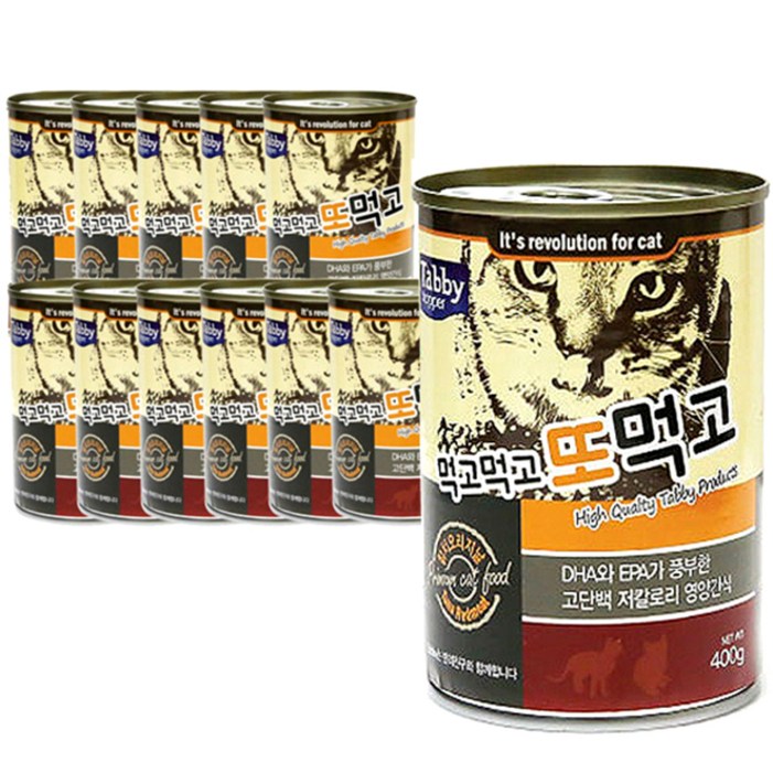 태비탑퍼 먹고먹고 또먹고 고양이캔 생선, 12개, 참치 오리지날, 400g