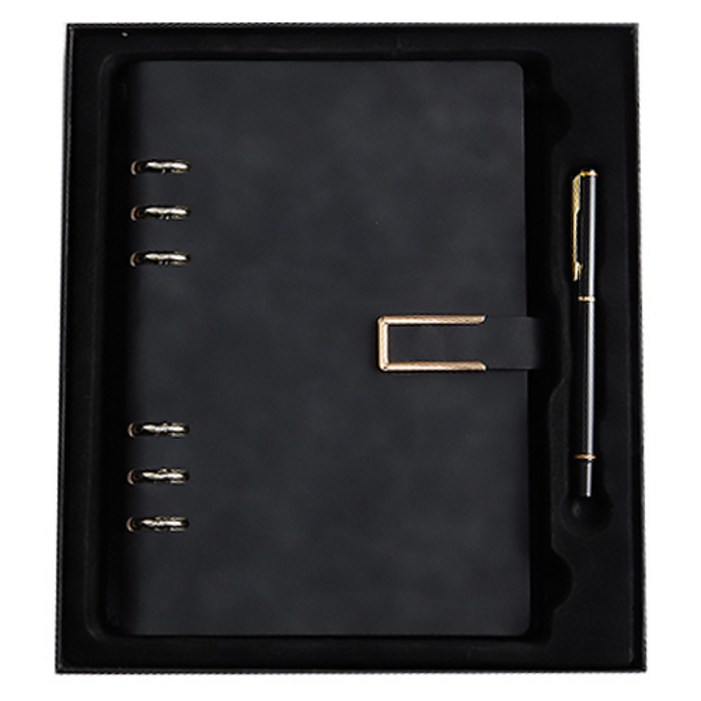 블랙스완 비즈니스 루스 노트 선물세트, 사각버튼 블랙, 1세트