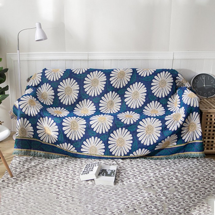 더플로우 유럽 스타일 양면 플라워 소파 커버 담요