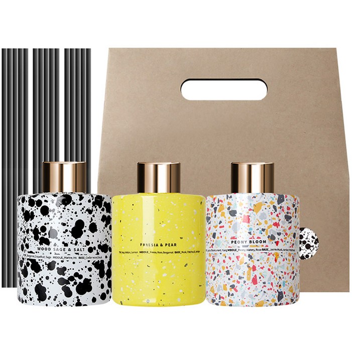 플렌느 마블 디퓨저선물세트 200ml 3개  섬유스틱 15개  기프트백