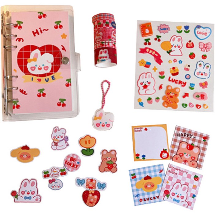 OON 하트 러블리 애니멀 다이어리  스티커 팬시 A세트