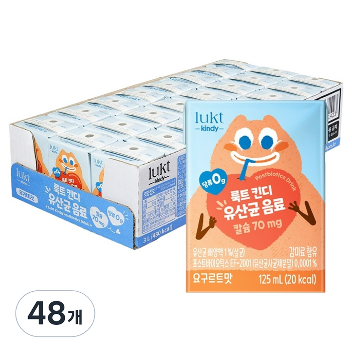 LUKT 유아용 킨디 유산균 음료, 48개, 125ml