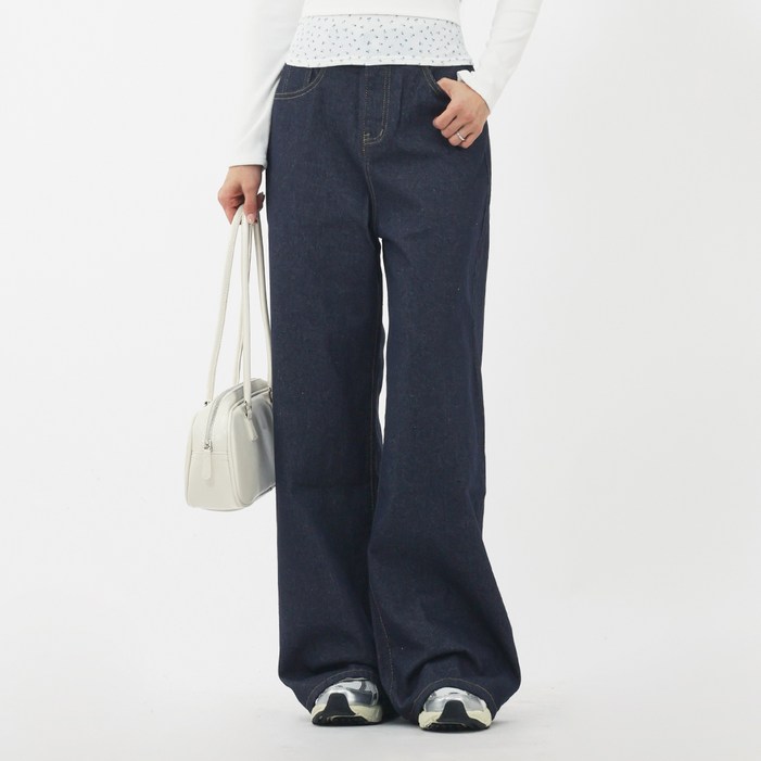 엘쏘 여성용 데님 와이드 팬츠