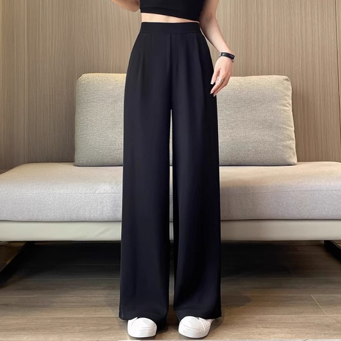 arua 여성용 핀턱라인 와이드 밴딩 슬랙스