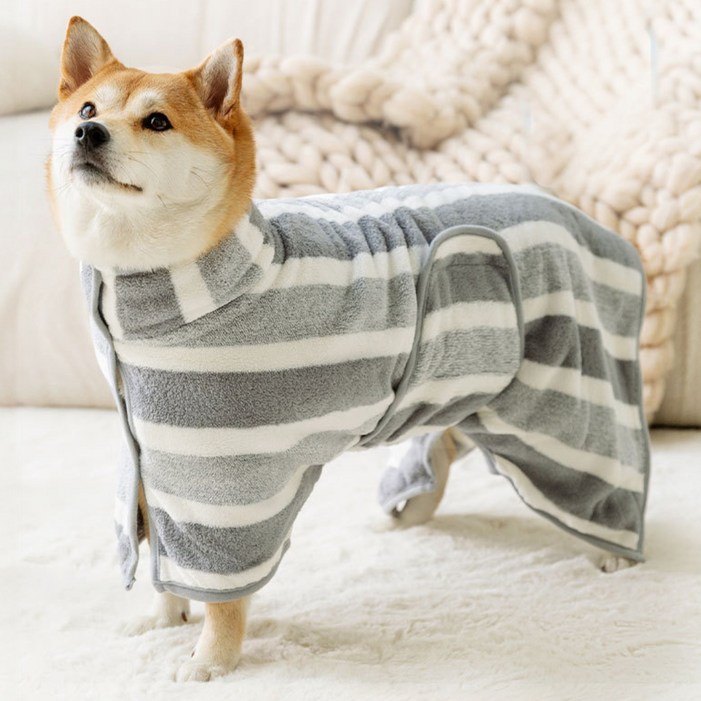 허그마이펫 강아지 샤워가운 수건 목욕타올 SML, 그레이, 1개