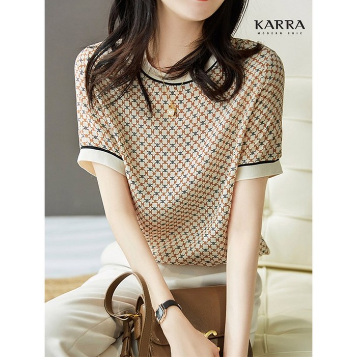 카라 KARRA 클로버배색블라우스A3F0846