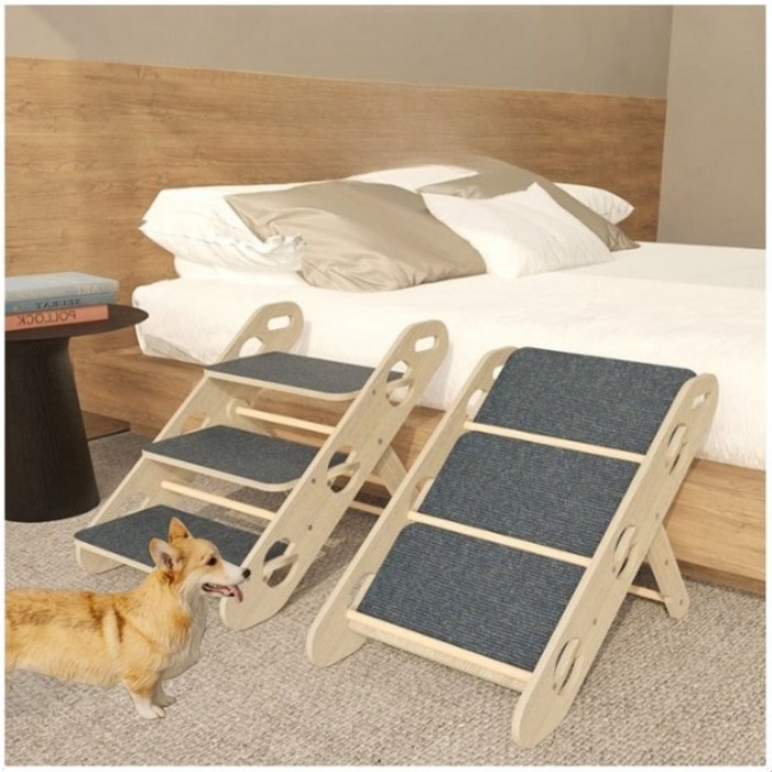다렌 애완 계단 강아지 고양이 접이식 계단 강력하중 원목접이식 애완 계단 56.5cm38.5cm44.5cm