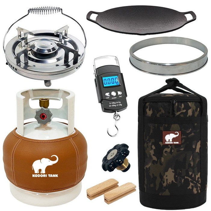 고화력 코돌이탱크 3kg LPG가스통 코돌이가방 캠핑용품세트, 1세트, 3번3kg1005링가드브라운워머36cm저울마개가방