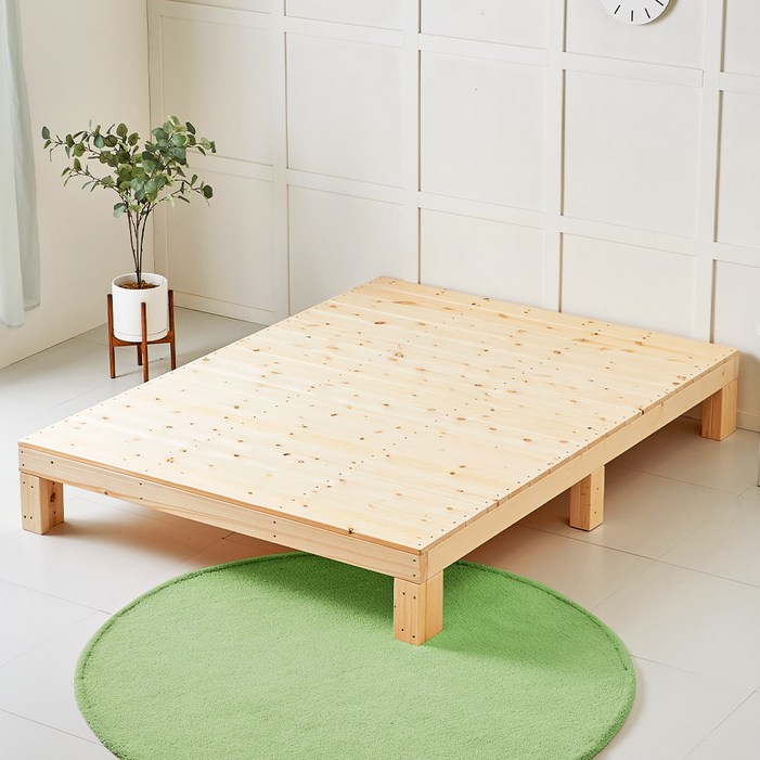 숲에온 평상형 침대 프레임 100 국내생산 천연원목 주문제작 맞춤 저상형 수납형, 퀸Q