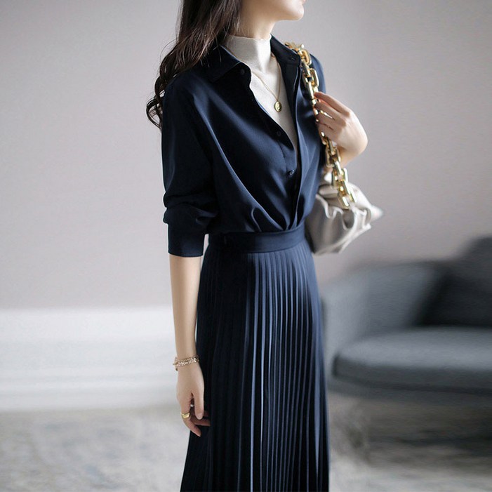 셔츠주름치마원피스