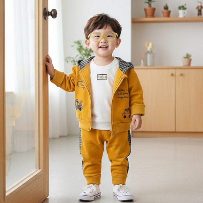 몽실이 체크후드 점퍼세트 상하복 등원룩 외출복 아동 유아 남아 봄