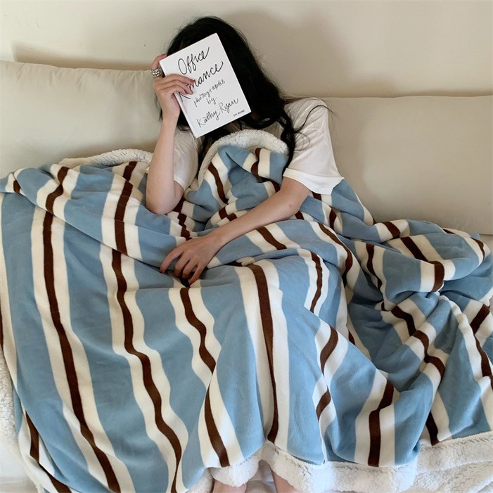 헤디야 양털 극세사 스트라이프 두꺼운 무릎 담요