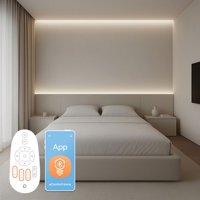 전기공사필요없는 LED조명 인테리어 거실 간접조명 천장등 스마트체인지T5 3색컬러체인지리모컨포함