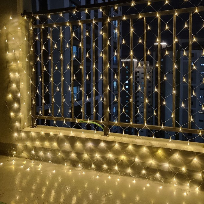 크리스마스 LED 24V 그물전구 256구 잔디 나무 캠핑 줄 야외 트리 전구 1분설치, 웜색, 7개