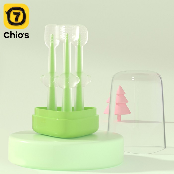 강아지 칫솔 고양이 칫솔 잇몸칫솔, 3개, 녹색