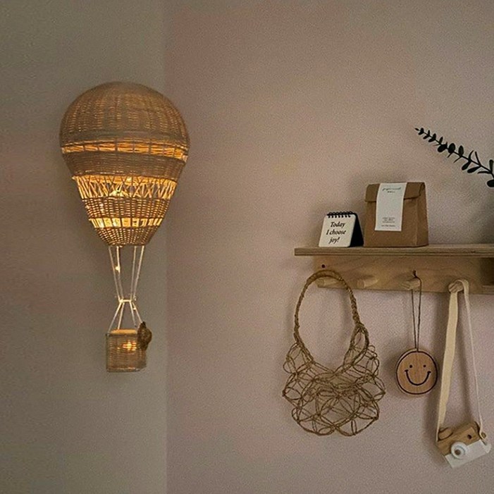 허니잼 예쁜 라탄 열기구 무드등 모빌 조명 아이방 꾸미기 인테리어 장식 소품 집들이선물