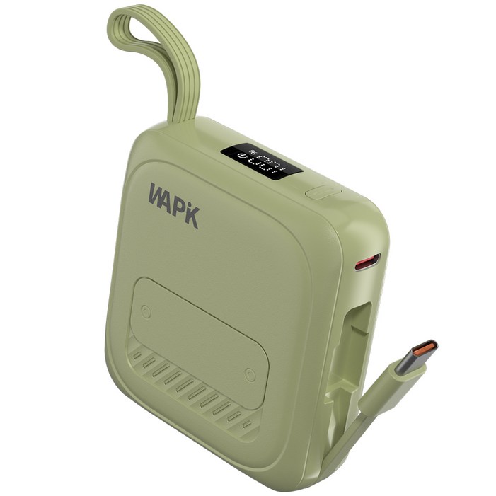 와피크 PD 22.5W 고속충전 초소형 미니 보조배터리 M3 10000mAh, 그린
