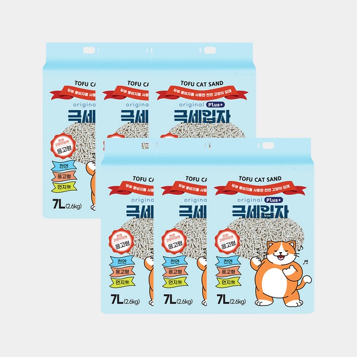 두부랑캣츠 오리지널 극세입자 플러스 2.6kg x 6개