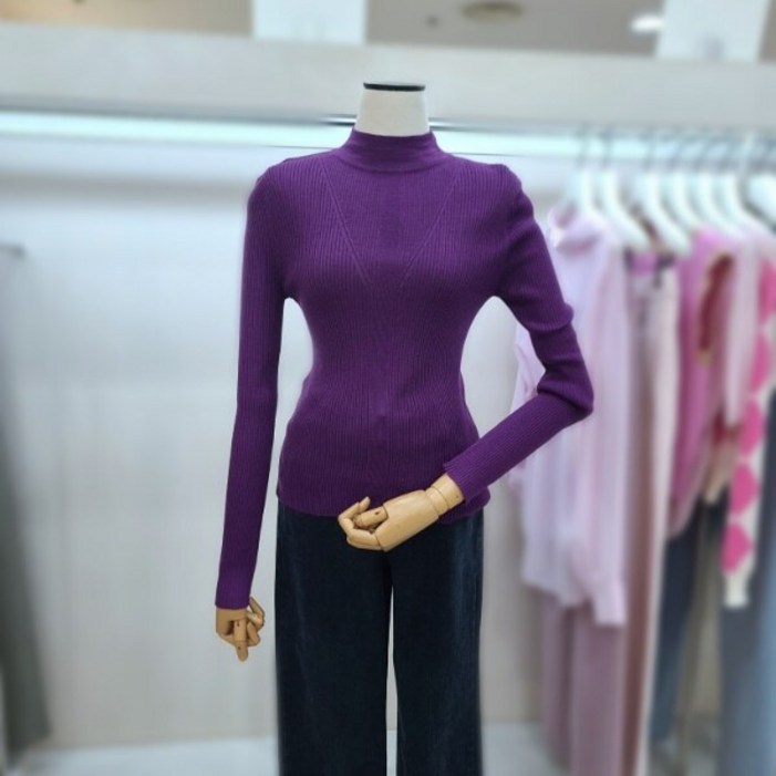 잇미샤 잇미샤  모크넥 리브 니트 티셔츠ITOABPO880DG