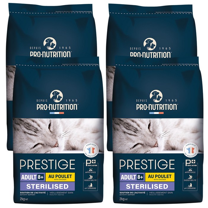 향균 삽 증정 프레스티지 캣 시니어 8 노령묘 관절 신장 건강 건식 고양이 사료 2kg, 4개, 2kg, 닭