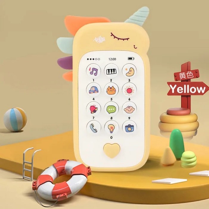 미소샵 귀여운 아기 휴대폰 장난감 어린이 휴대폰 장난감, 노랑
